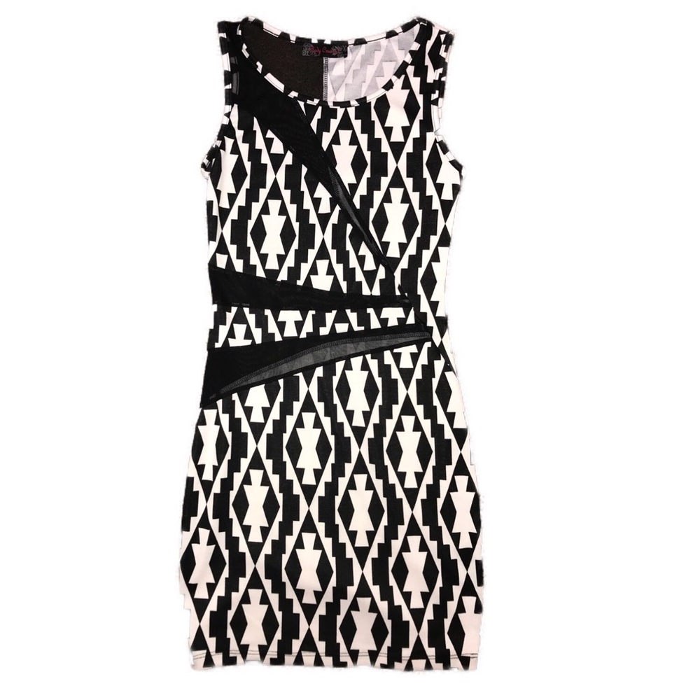 Black and White Sheer Cut-Out Dress